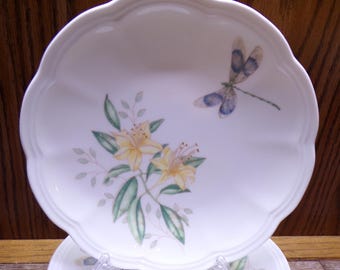 2511 Lenox Butterfly Meadow by Louise Le Luyre Ultra Fine Porcelain Dinnerware 6.5" Plate Set of 5 - Great Condition Very Beautiful