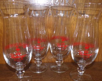 2507 Flamingo Hilton Reno, NV 9.5" Vintage Footed Beer Glasses 9.5" Set of 4 - Pre-owned Great Condition