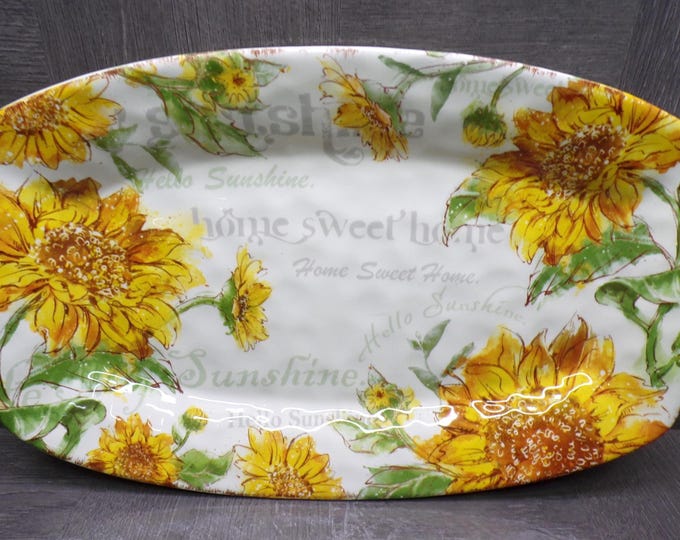 2602 Pier 1 Imports Sunflower Blooms Ironstone 16" x 10" Tray - Great Condition