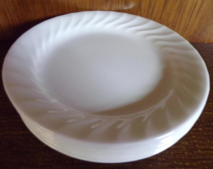 2507 Corelle Vitrelle Enhancements 7.25" Vintage White Swirl Salad Plates Set of 8 - Pre-Owned Great Condition