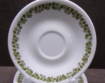 2608 Corelle Spring Blossom Green Crazy Daisy Vintage 6.25" Saucers Set of 7
