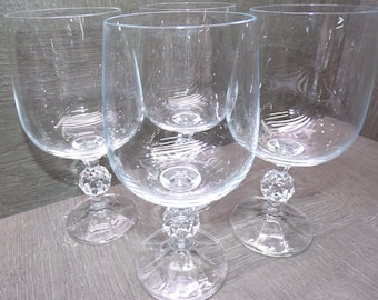 2606 Fine Bohemia Crystal Claudia 12 oz 6.5" Wine Glasses with Faceted Ball Stem Set of 4