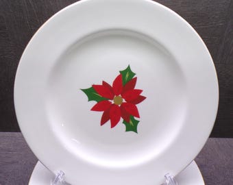 2608 Pier 1 Imports Oh Tannenbaum 8.5" Salad / Snack Plates Set of 4 Tan Rim
