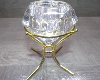 2602 Partylite Bleikristall Vintage 5" Tall Votive Candle Holder Diamond Cut 24% Lead Crystal Germany- Great Condition