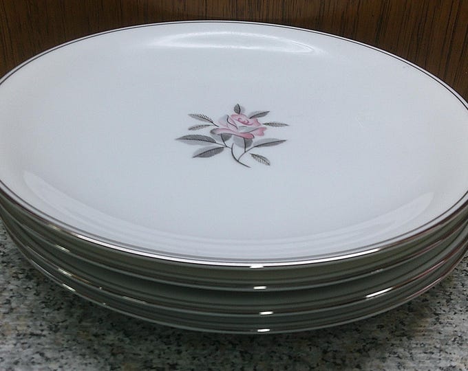 2407 Noritake Rosales #5790 Fine China Made in Japan 8" Salad / Snack Plates Set of 4 - Great Condition No Chips or Cracks