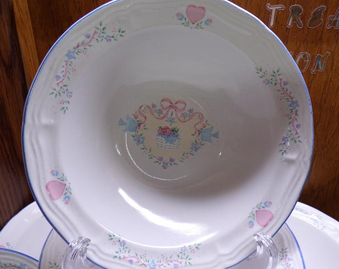 2507 Tienshan Stoneware Memories Country Bouquet 7" Vintage Bowls Set of 6 - Pre-owned Good Condition
