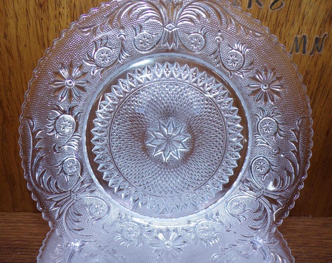2506 Tiara Sandwich Clear pattern by Indiana Glass Vintage 8.25" Snack / Lunch Plates Set of 7 - Great Condition