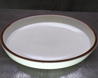 2510 Denby Potter's Wheel 12" Oval Bowl with an Oatmeal Background & Chocolate Rim - Good Condition CHIP on Rim