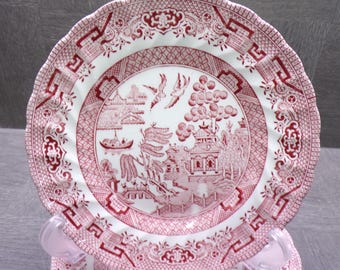 2609 Royal Wessex Collection Willow Rosa Pink 7" Vintage Salad Snack Plates Set of 4