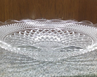 2408 Anchor Hocking Wexford Crystal Vintage 14.75&quot; Shallow Bowl Platter Scalloped Rim 3&quot; Tall- Great Condition Very Beautiful
