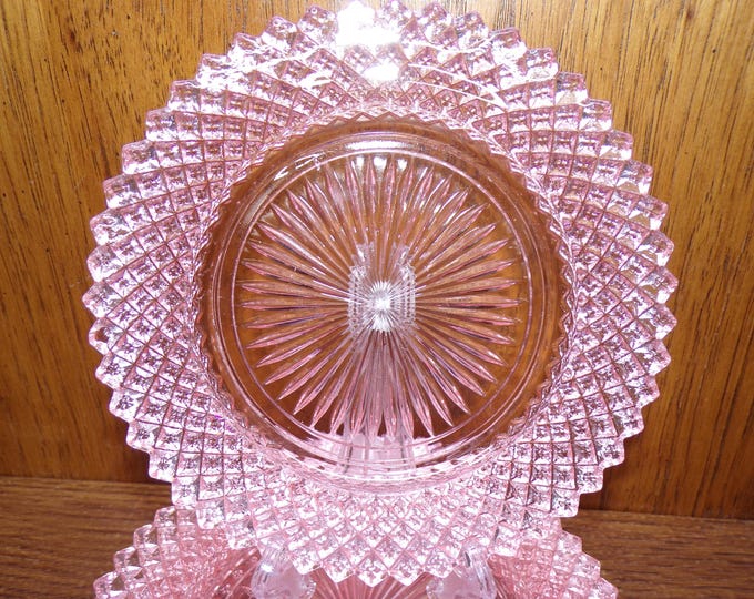 2507 Anchor Hocking Glass Miss America Pink / Peach Vintage 1930's 6" Bread Plates - Pre-owned Great Condition