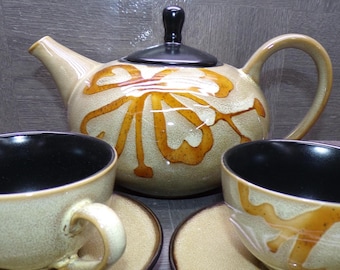 2606 Pier 1 Imports 440/4418 Kioko 9 pc Tea Set - Teapot, Cups & Saucers