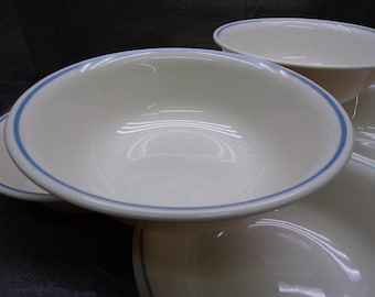 2606 Corelle Light Blue Stripe on Sandstone 6.25" Bowls Set of 6
