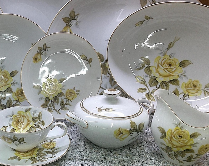 2408 Harmony House Yellow Rose Fine China HH Sunshine Yellow - Great Condition Light Wear on Gold Rim - Choose from List: