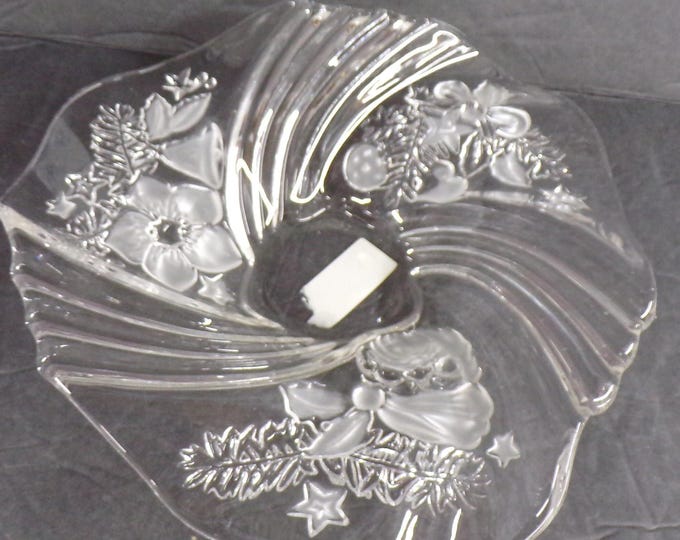 2212 Mikasa Studio Nova Festive Swirl Vintage Bon Bon Plate 9” SB234/220 Frosted Floral, Bells & Stars - Good Condition No Chips or Cracks