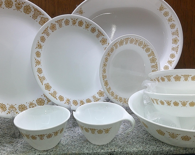 2408 Corelle Butterfly Gold Floral Vintage 1970s Retired Dinnerware - Good Condition - Choose from List: