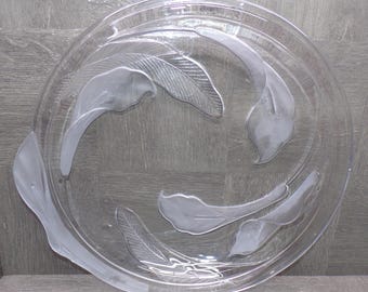 2603 Mikasa Crystal-Clear Studios #312830 Fragrance Plateau 1991 Vintage 14" Clear / Frosted Platter - Great Condition in Original Box
