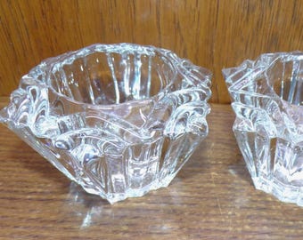 2505 Avon Vintage Pair of Crystal Votive / Tealight Candle Holders