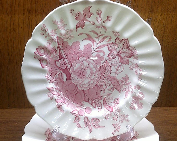 2503 Royal Doulton - The Kirkwood Pink Floral 10.25" Dinner Plates Set of 3 Made in England - Great Condition