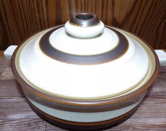 2510 Denby Potters Wheel Rust Brown 9" Covered Casserole Dish Made in England - Great Condition