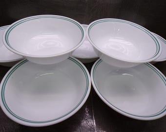 2605 Corelle Rosemarie 6" Vintage Bowls Set of 7 Double Green Band