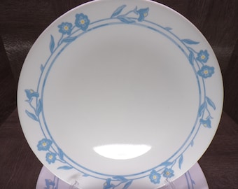 2602 Corelle Cornsilk Vintage 10.25" Dinner Plates Blue & Yellow Floral Set of 5 - Good Condition Marks on the Edges Surface is Great
