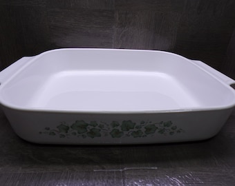 2604 Corning Ware A21BN Callaway Green Ivy Vintage 12.25" x 10.5" x 2.5" Open Roaster Lasagna Pan