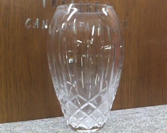 2408 Lead Crystal Pineapple Cut Vintage 9" Vase Criss Cross Pattern - Good Condition No Chips or Cracks