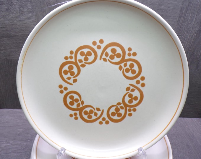 2605 Denby Langley English Authentic Brown Stoneware 10.25" Raised Rim Dinner Plates Set of 4