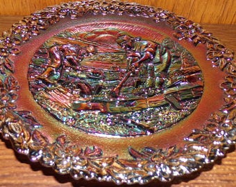2503 Fenton 8" Iridescent Amethyst Carnival Glass Vintage Plate - #12 American Craftsman Series John Laydon Housewright 1981- Great Cond.