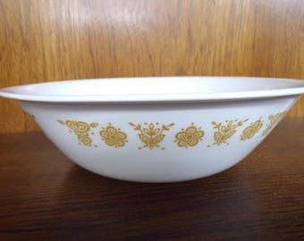 2504 Vintage 1970's Retired Corelle Butterfly Gold Floral 10.25" Bowl - Great Condition