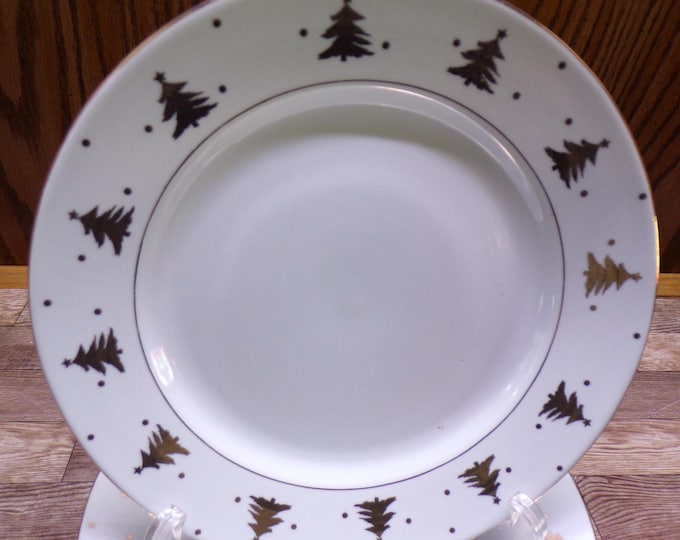 2509 Tienshan Fine China Golden Pines 8" Lunch, Salad, Snack Plates Set of 4 - Great Condition