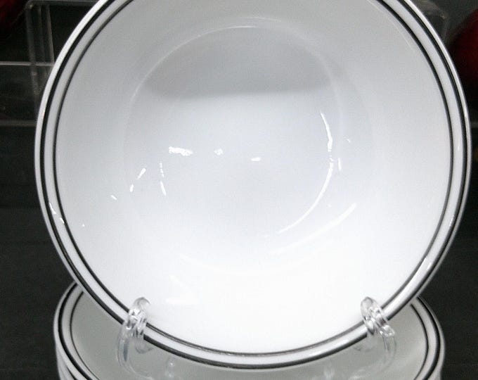 2401 Corelle White with Double Black Band 6.25" Bowls Set of 4 - Great Condition