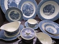 2604 Royal USA Currier and Ives Vintage Blue Ironstone Dinnerware Dishwasher Microwave Safe - Good Condition Little Wear Choose from List: