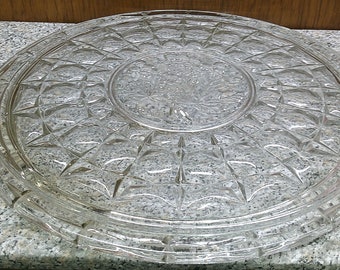 2406 Thumbprint Constellation Platter with Grape & Leaf 12" Clear Glass