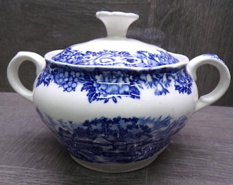 2605 Salem China Co. English Village Vintage Covered Sugar Dish