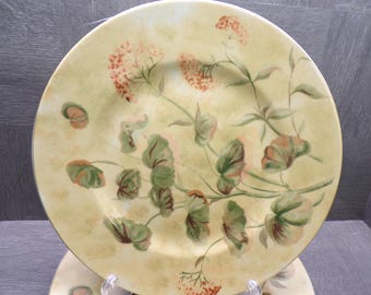2608 Asian Antique by 222 Fifth Vintage 10.75" Stoneware Dinner Plates Set of 4 Chip on 1