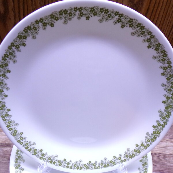 2509 Corelle Spring Blossom Green Crazy Daisy 10.25" Vintage Dinner Plates Set of 4 - Good Condition Light Scratches