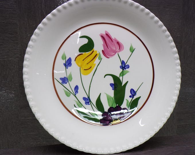 2602 Blue Ridge Southern Pottery Carnival Pattern 10.25" Plate Candlewick Style Beaded Rim - Great Condition