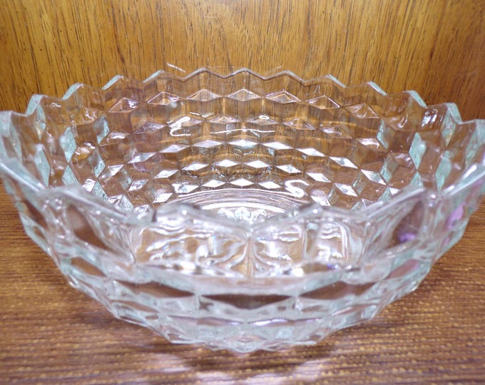 2508 Fostoria American Glass Clear Cubist Vintage 9" Serving Bowl - Great Condition