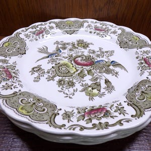 2508 Ridgway of Staffordshire Windsor Multicolor Hand-Engraved 10&quot; Dinner Plate Set of 4 Made in England - Great Condition