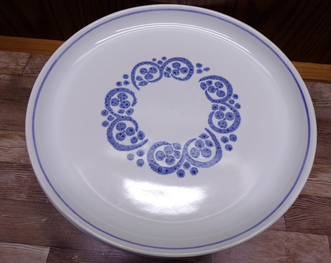 2501 Denby English Blue Authentic Stoneware Hand-made in England 10.25" Raised Rim Dinner Plates Set of 5 - Good Cond. Few Light Scratches