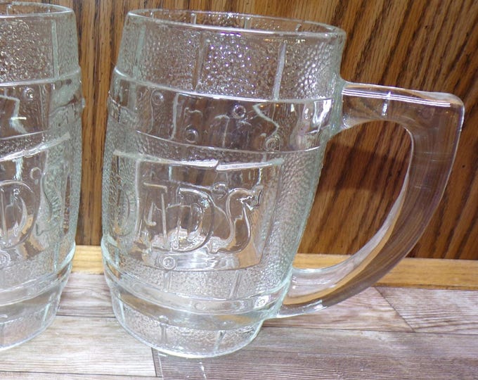 2511 Dads Rootbeer Barrel Heavy Glass Vintage 5.25" 12 oz Mugs Set of 2 - Great Condition