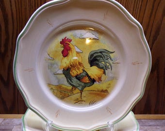 2511 Gibson Royal Rooster Vintage Hand-Painted 11" Dinner Plates Set of 6 - Great Condition