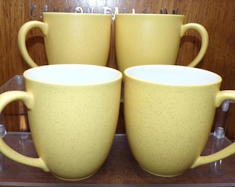 2503 Noritake Stoneware Colorwave Mustard #8065Y 4" 11 oz Mugs Set of 4 White Interior - Great Condition