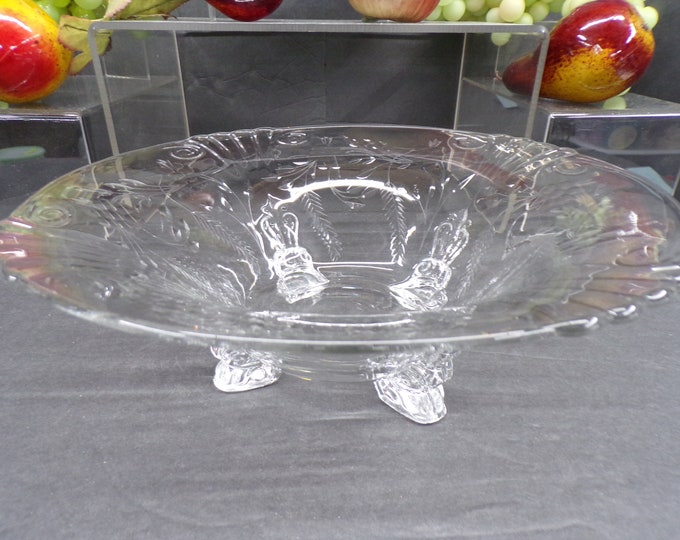 2303 Heisey Glass Embossed Floral Pattern 11" Centerpiece Serving Bowl Vintage - Some Light Scratches No Chips or Cracks