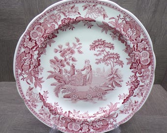 2602 Spode Archive Collection 10.5" Girl at Well Pink S-3484-Y Georgian Series Collector Plate Made in England - Excellent Condition