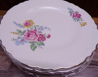 2510 Hazel Pattern Vintage China by Scio Ohio USA 7.25" Salad / Snack Plates Set of 4 - Great Condition