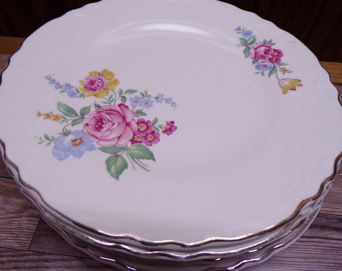 2510 Hazel Pattern Vintage China by Scio Ohio USA 7.25" Salad / Snack Plates Set of 4 - Great Condition
