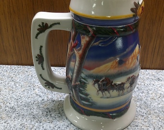 2406 Budweiser Holiday in the Mountains Beer Stein Mug 2000 Hand-Crafted Anheuser Busch